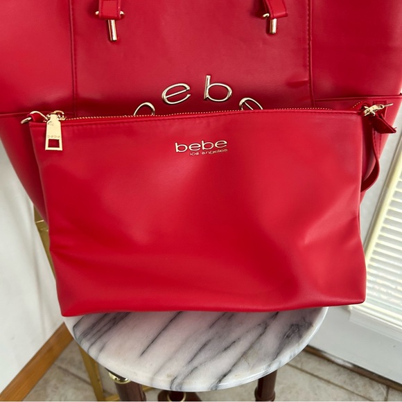 Bebe Red Tote and Pouch Set - Picture 5 of 11